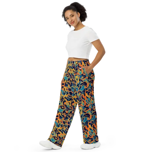 Neon Mariner on a Wide-Leg Pants
