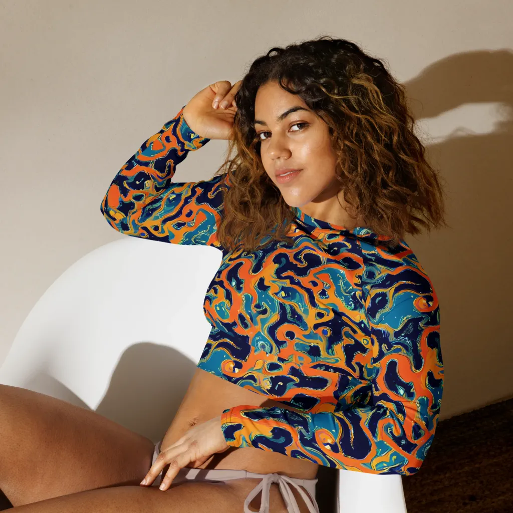 Neon Mariner on Long Sleeve Crop Top — Left Front