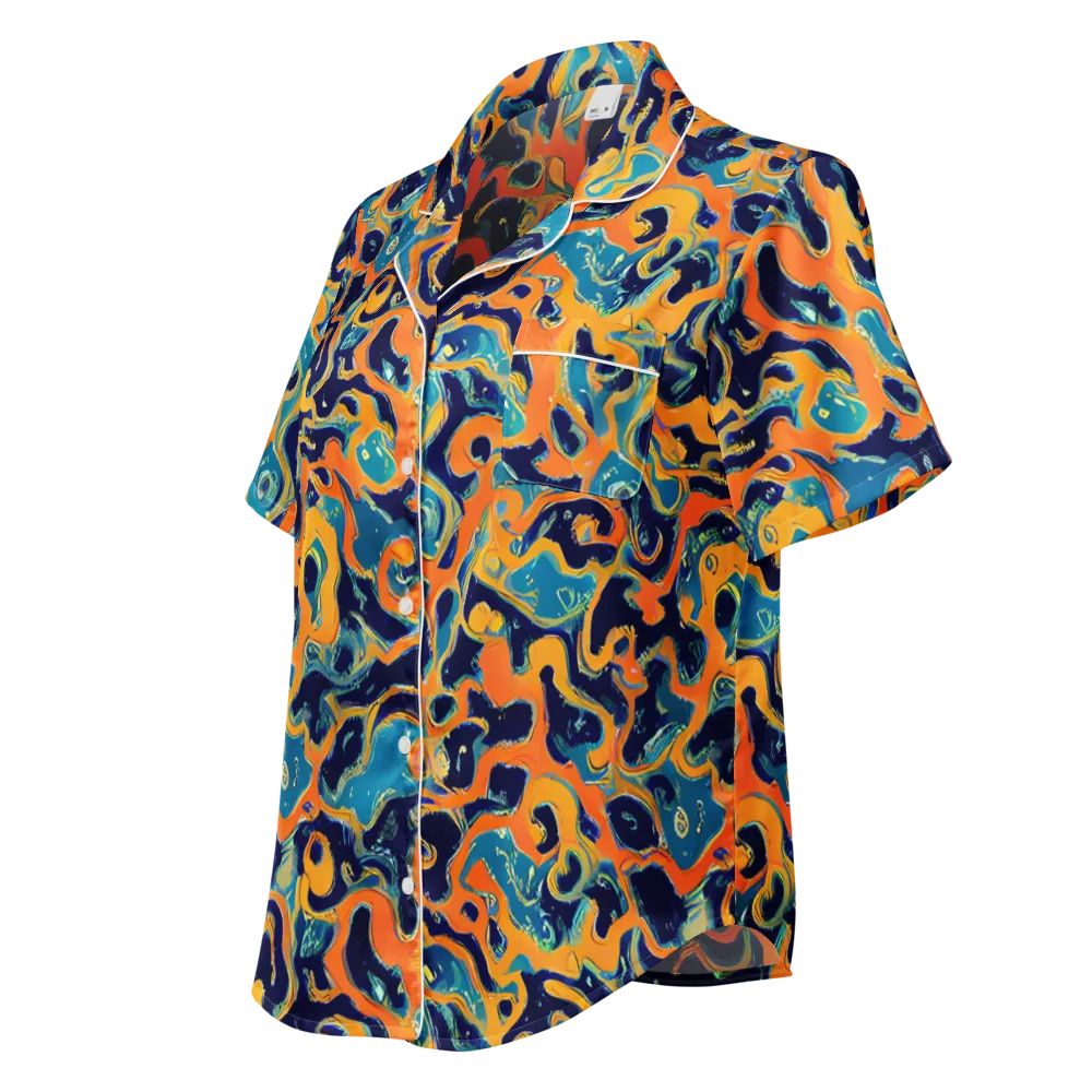 Neon Mariner on Women's Short Sleeve Pajama Top — Left Front