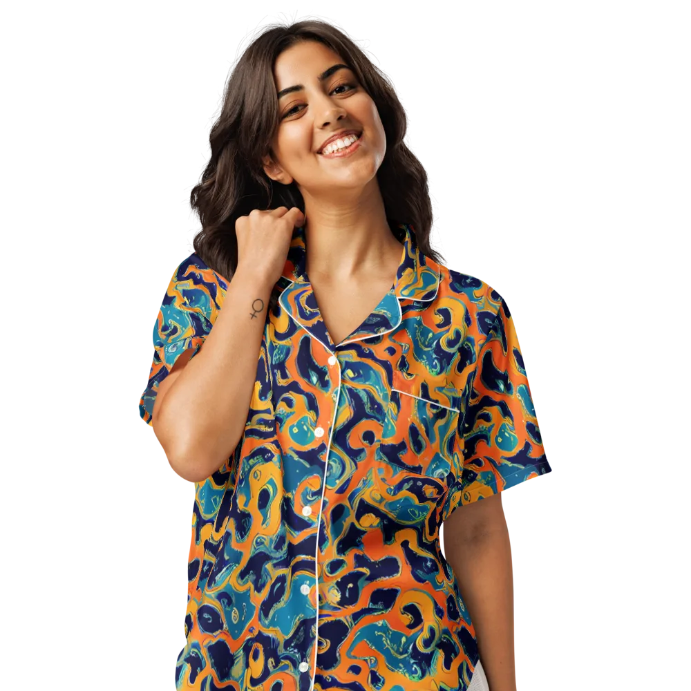 Neon Mariner on Women's Short Sleeve Pajama Top — Front