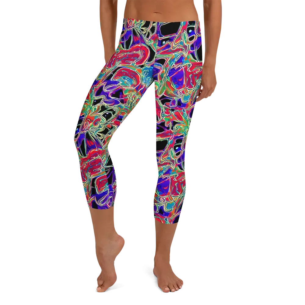 Inkfire Filigree on Capri Leggings — Front