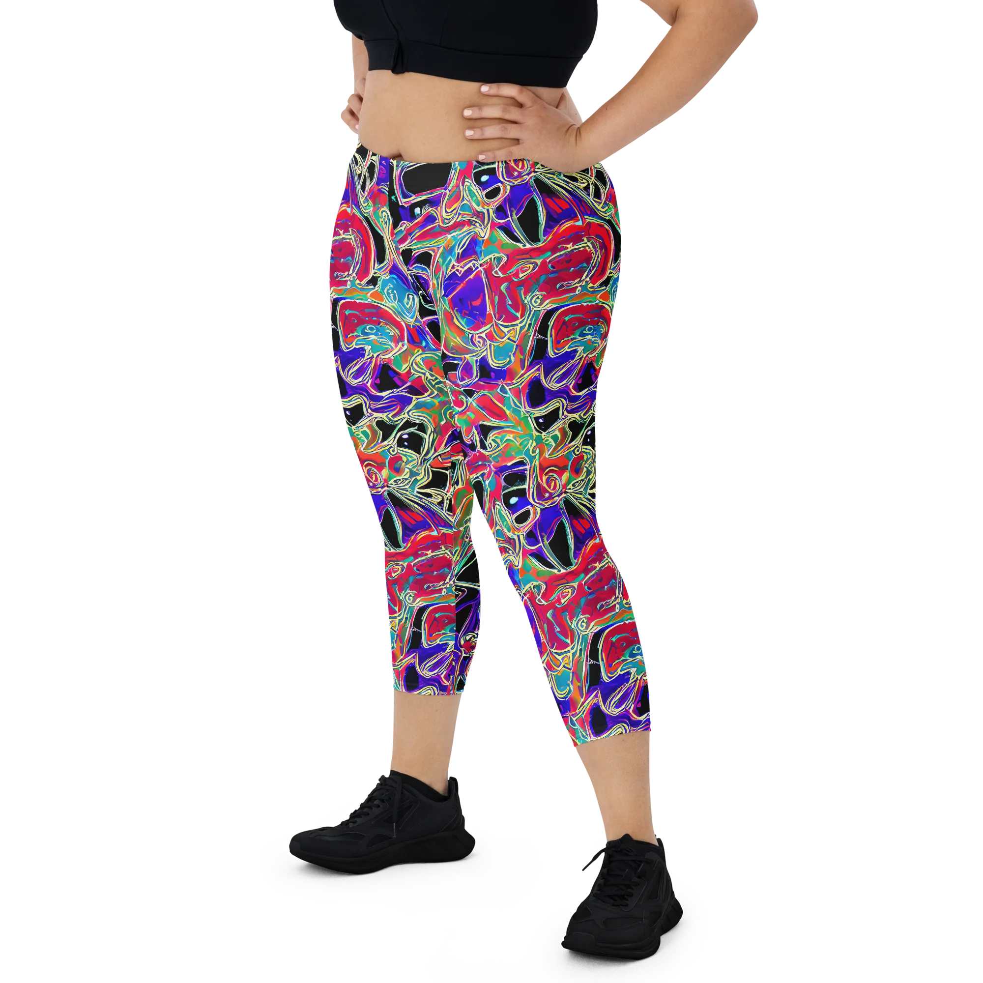 Inkfire Filigree on Capri Leggings — Front