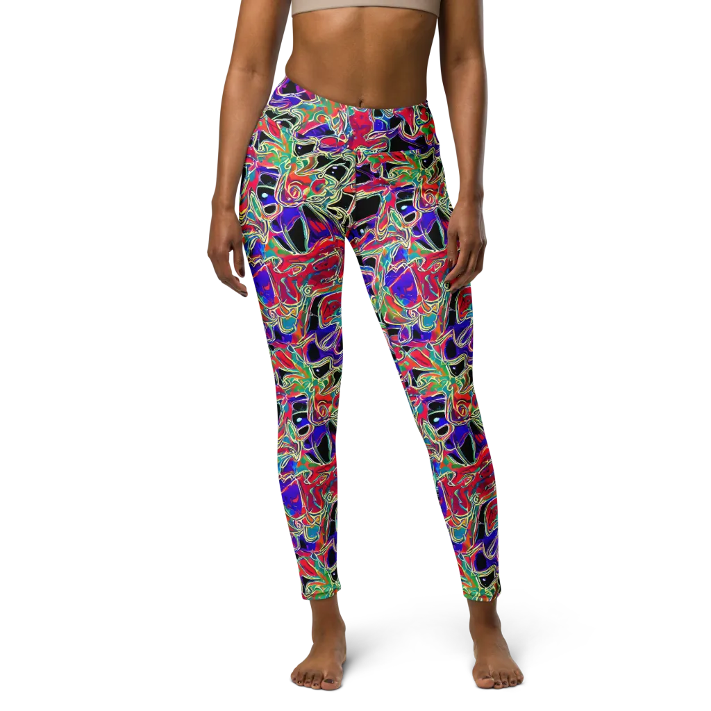 Inkfire Filigree on Yoga Leggings — Front