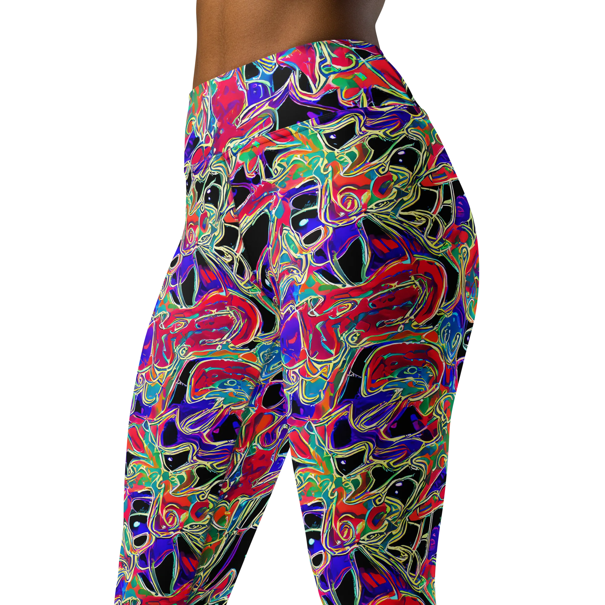 Inkfire Filigree on Yoga Leggings — Left Front