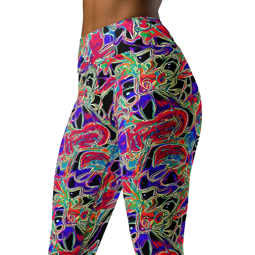 Inkfire Filigree on Yoga Leggings — Left Front