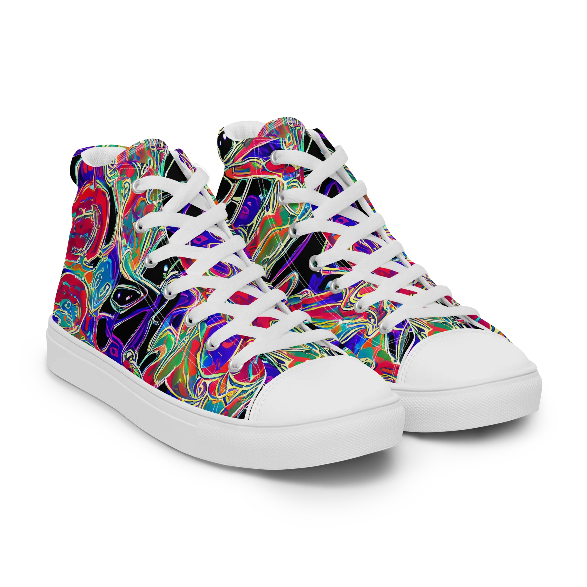 Inkfire Filigree on Men's High Top Canvas Shoes — Right Front