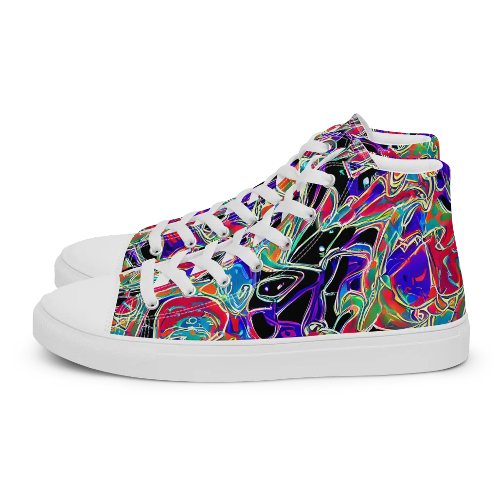 Inkfire Filigree on Men's High Top Canvas Shoes — Left