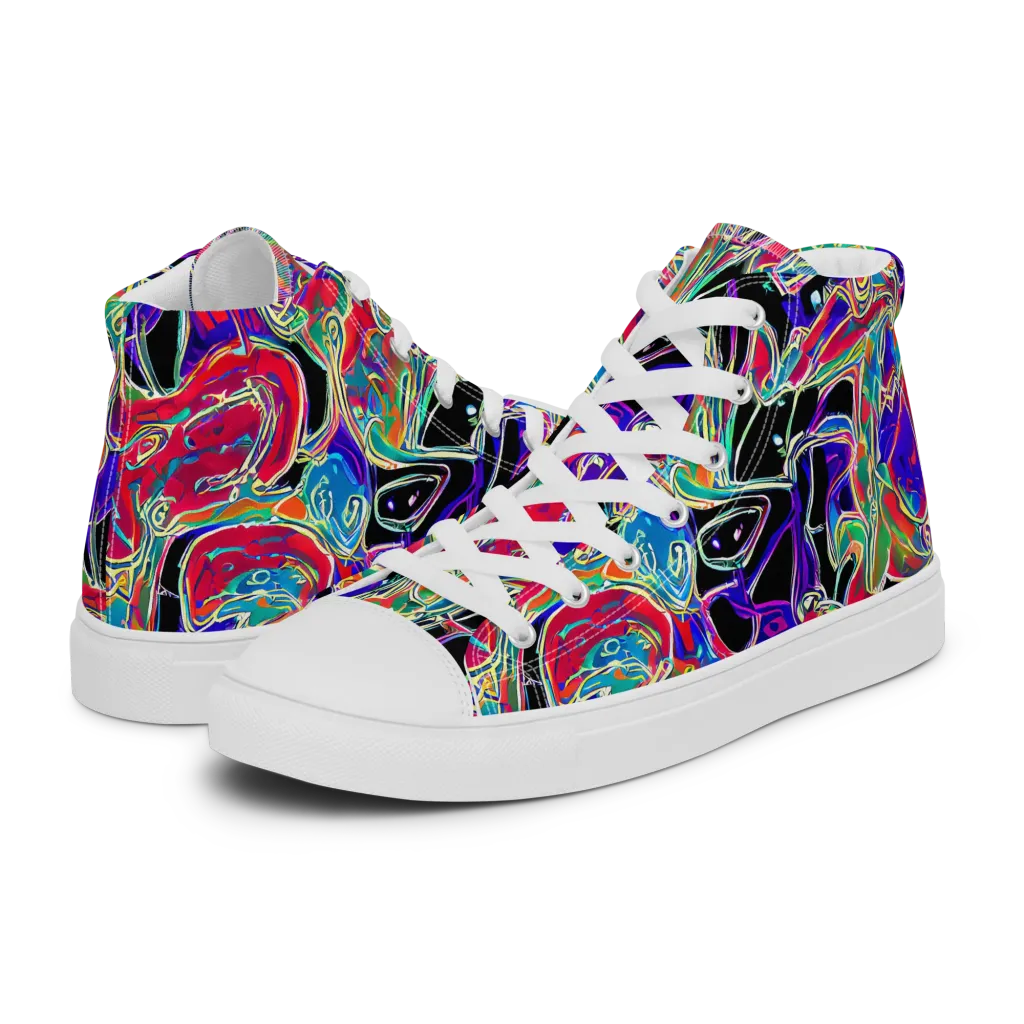 Inkfire Filigree on Men's High Top Canvas Shoes — Left
