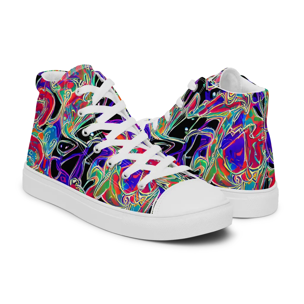 Inkfire Filigree on Men's High Top Canvas Shoes — Right