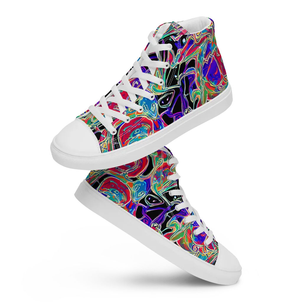 Inkfire Filigree on Men's High Top Canvas Shoes — Front