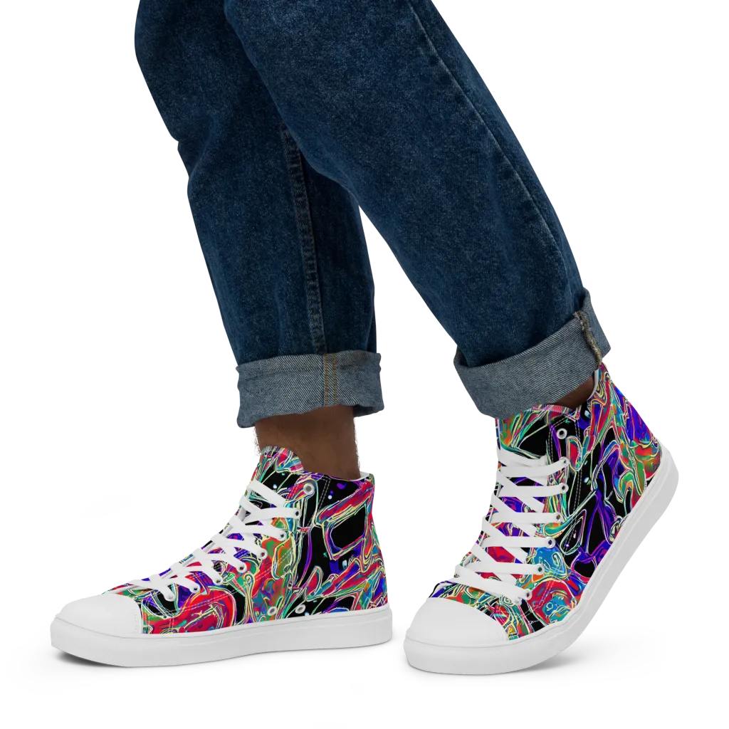 Inkfire Filigree on Men's High Top Canvas Shoes — Left