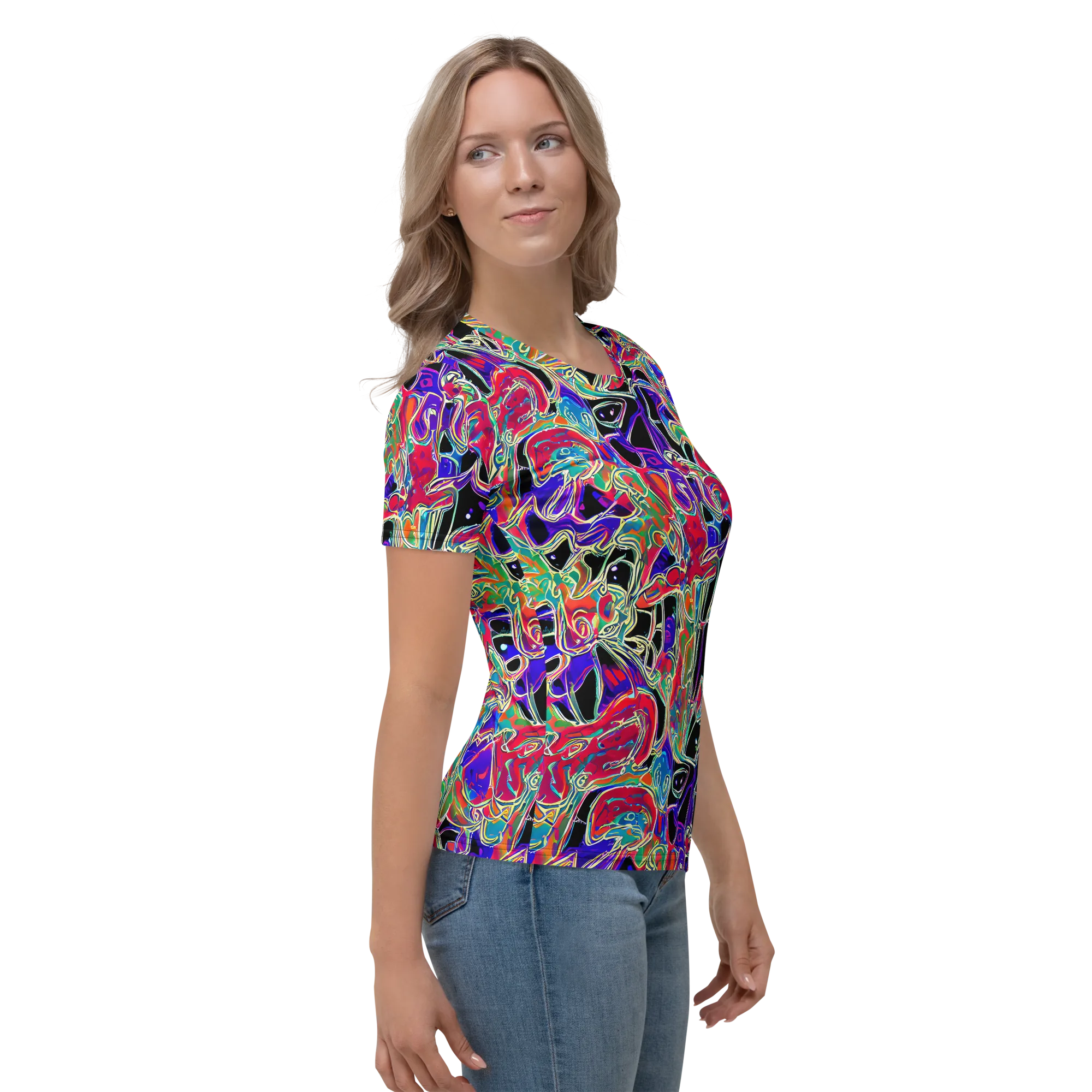 Inkfire Filigree on Women's Crew Neck T-Shirt — Right