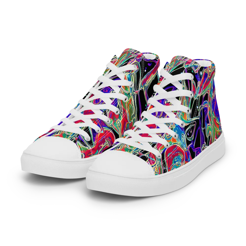 Inkfire Filigree on Women's High Top Canvas Shoes — Left Front