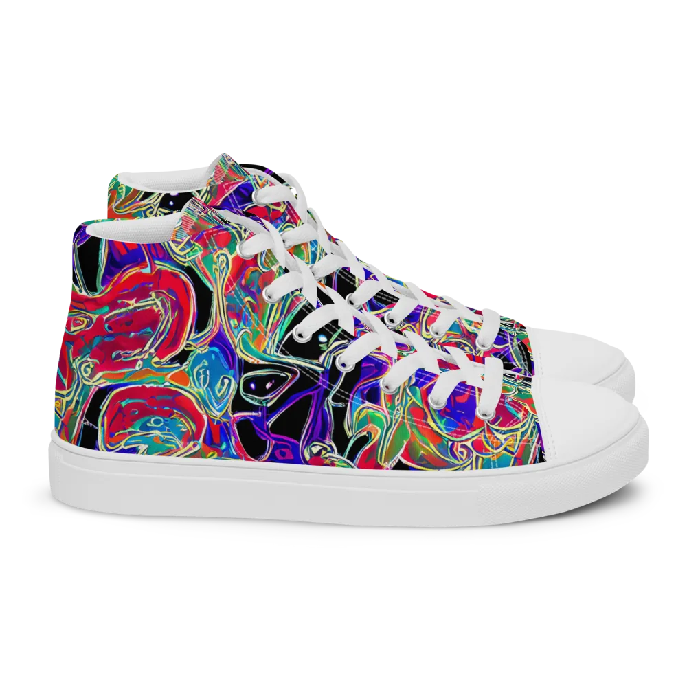 Inkfire Filigree on Women's High Top Canvas Shoes — Right