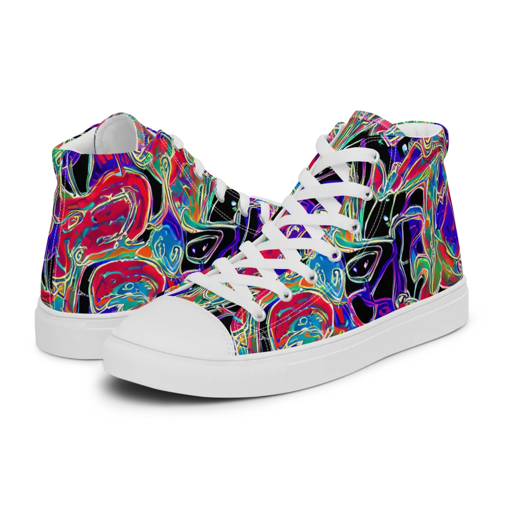 Inkfire Filigree on Women's High Top Canvas Shoes — Left