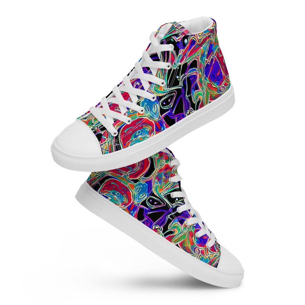Inkfire Filigree on Women's High Top Canvas Shoes — Front