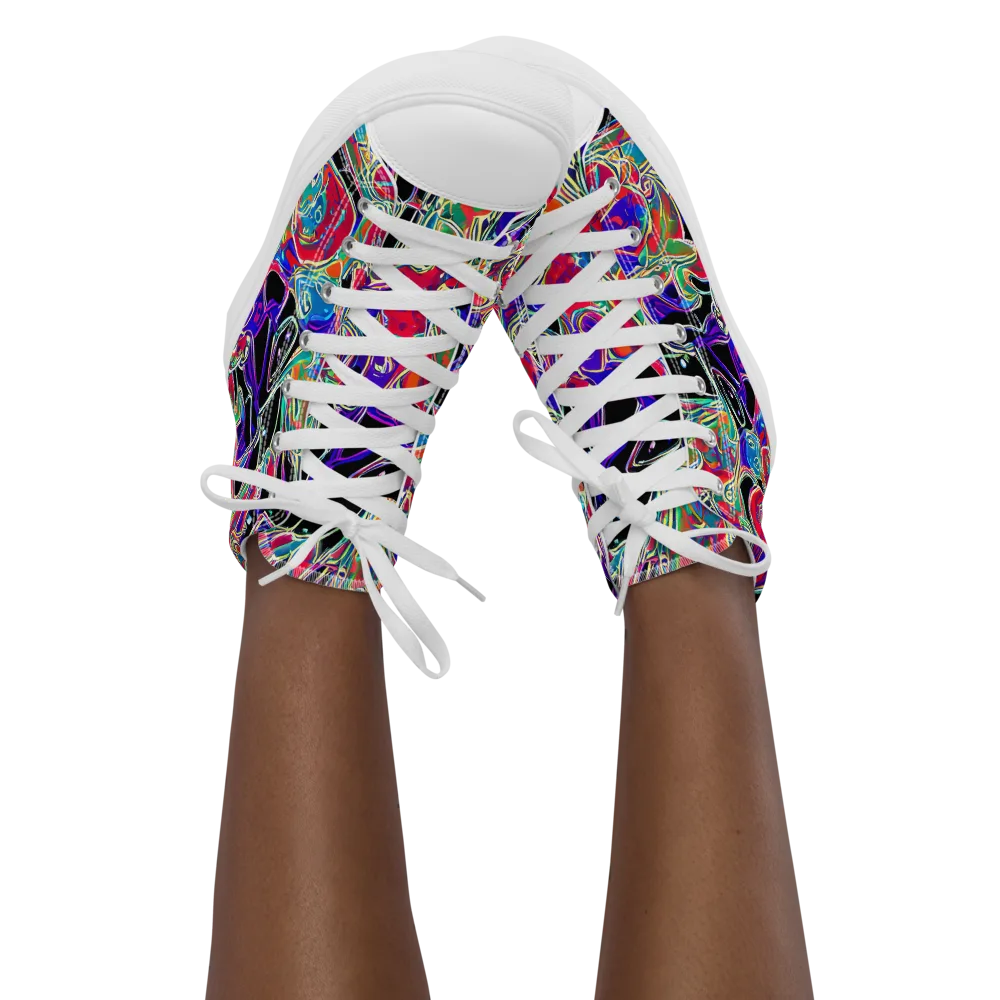 Inkfire Filigree on Women's High Top Canvas Shoes — Front