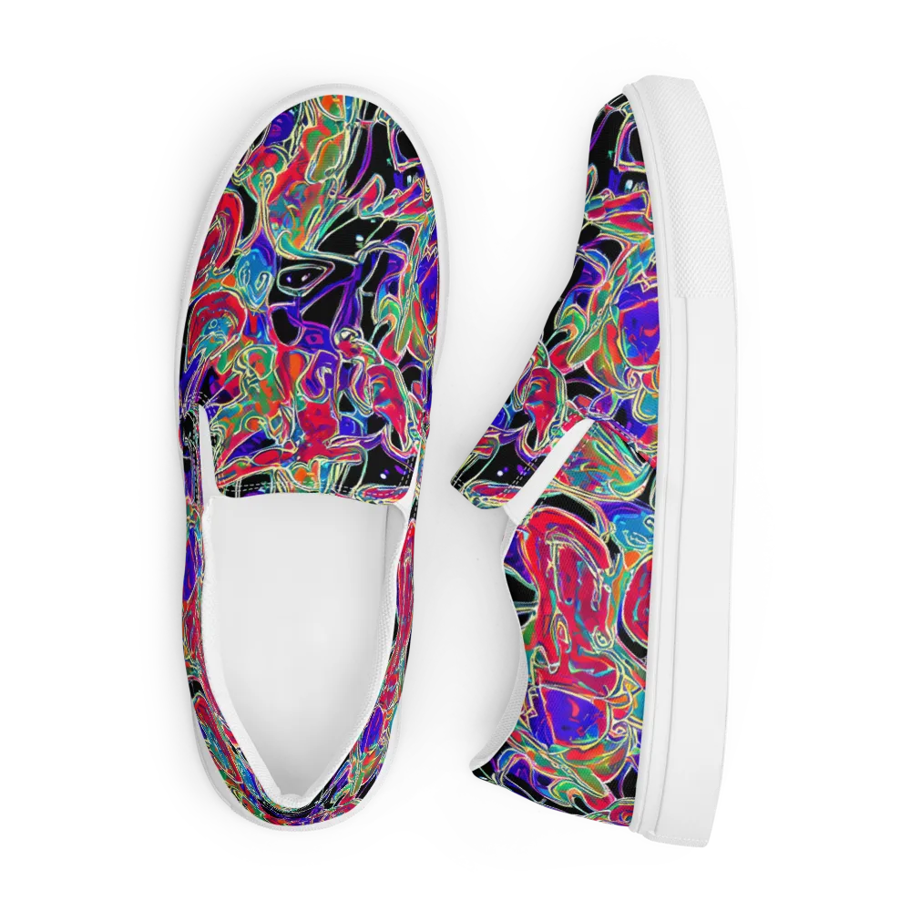 Inkfire Filigree on Men's Slip-On Canvas Shoes — Front