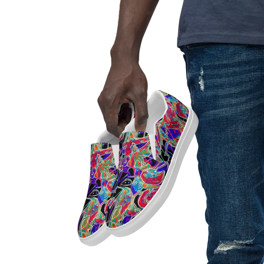Inkfire Filigree on Men's Slip-On Canvas Shoes — Left Front