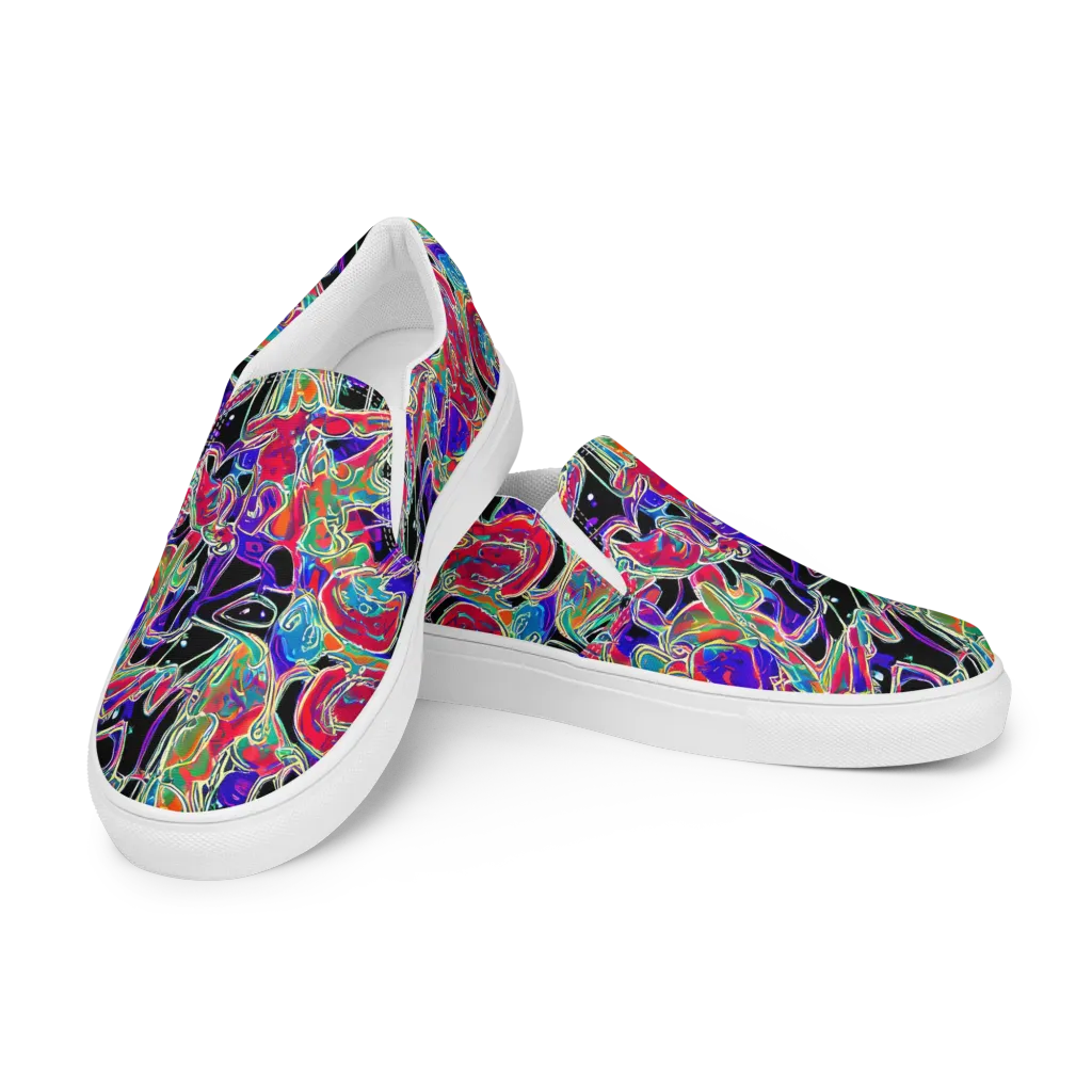 Inkfire Filigree on Women's Slip-On Canvas Shoes — Left Front