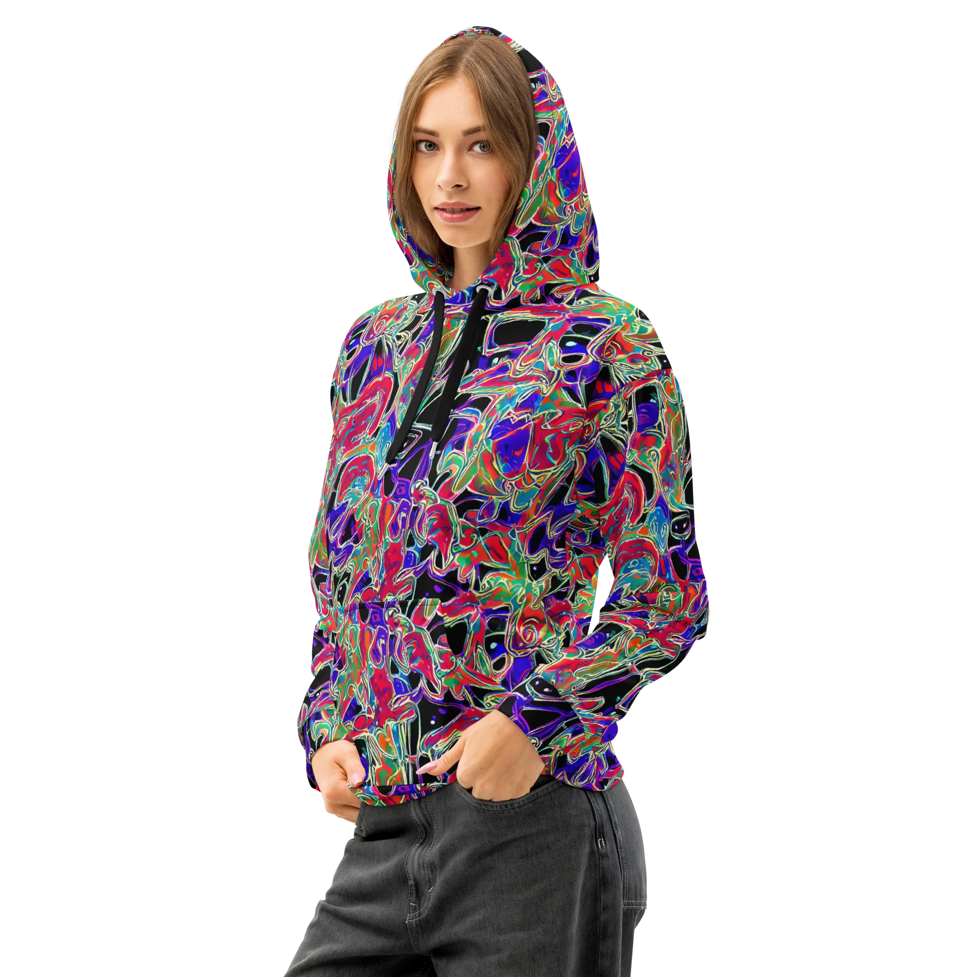 Inkfire Filigree on Cotton Hoodie — Left Front