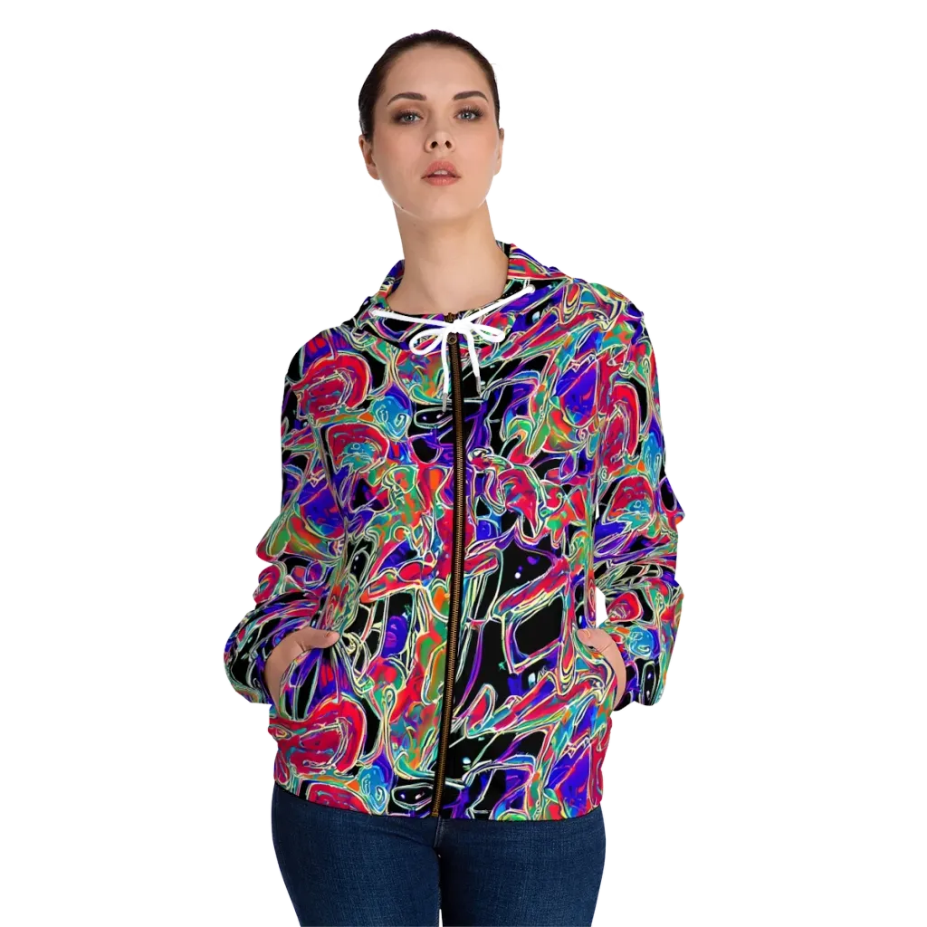 Inkfire Filigree on Women's Full-Zip Hoodie — Front On Person