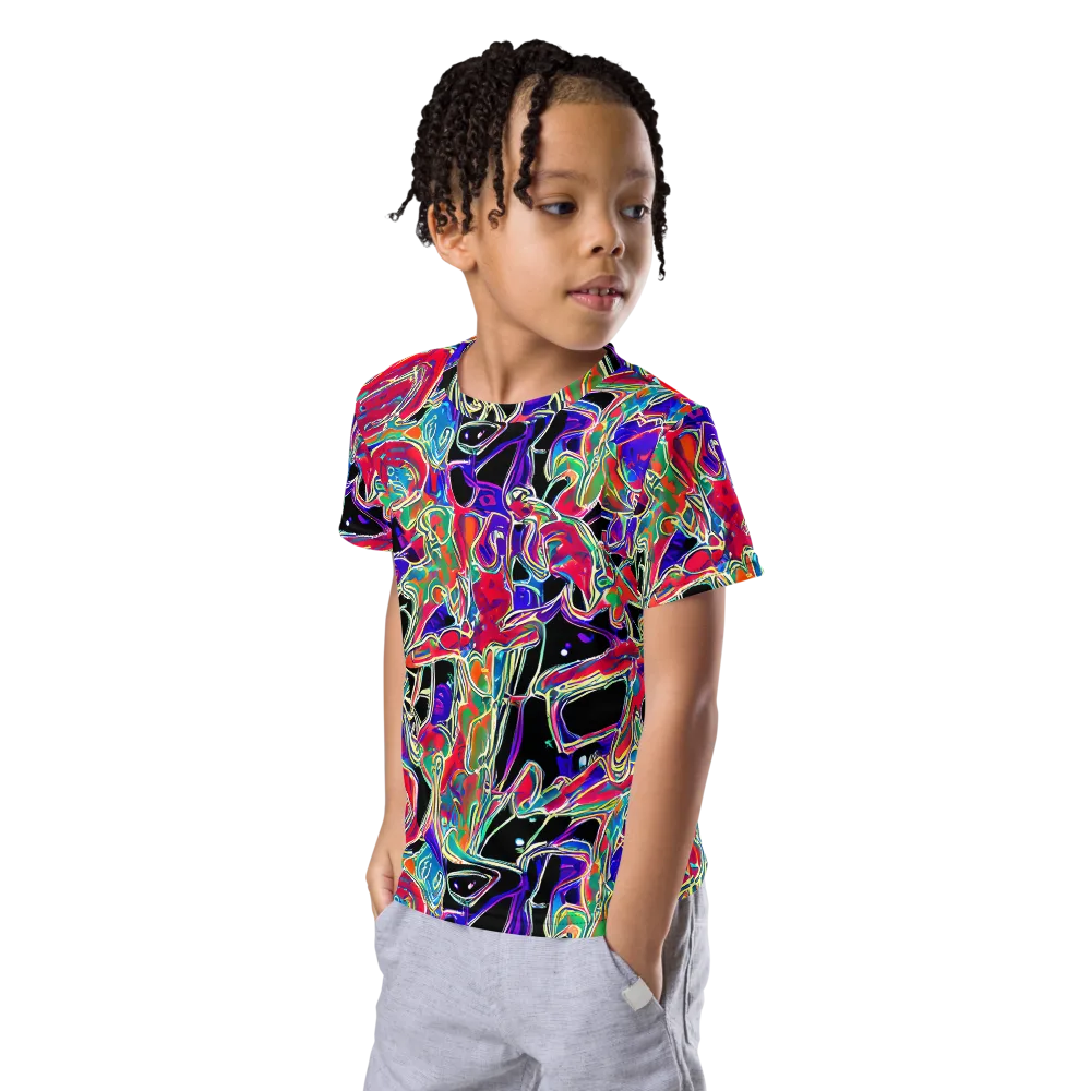 Inkfire Filigree on Kids Crew Neck T-Shirt — Left Front