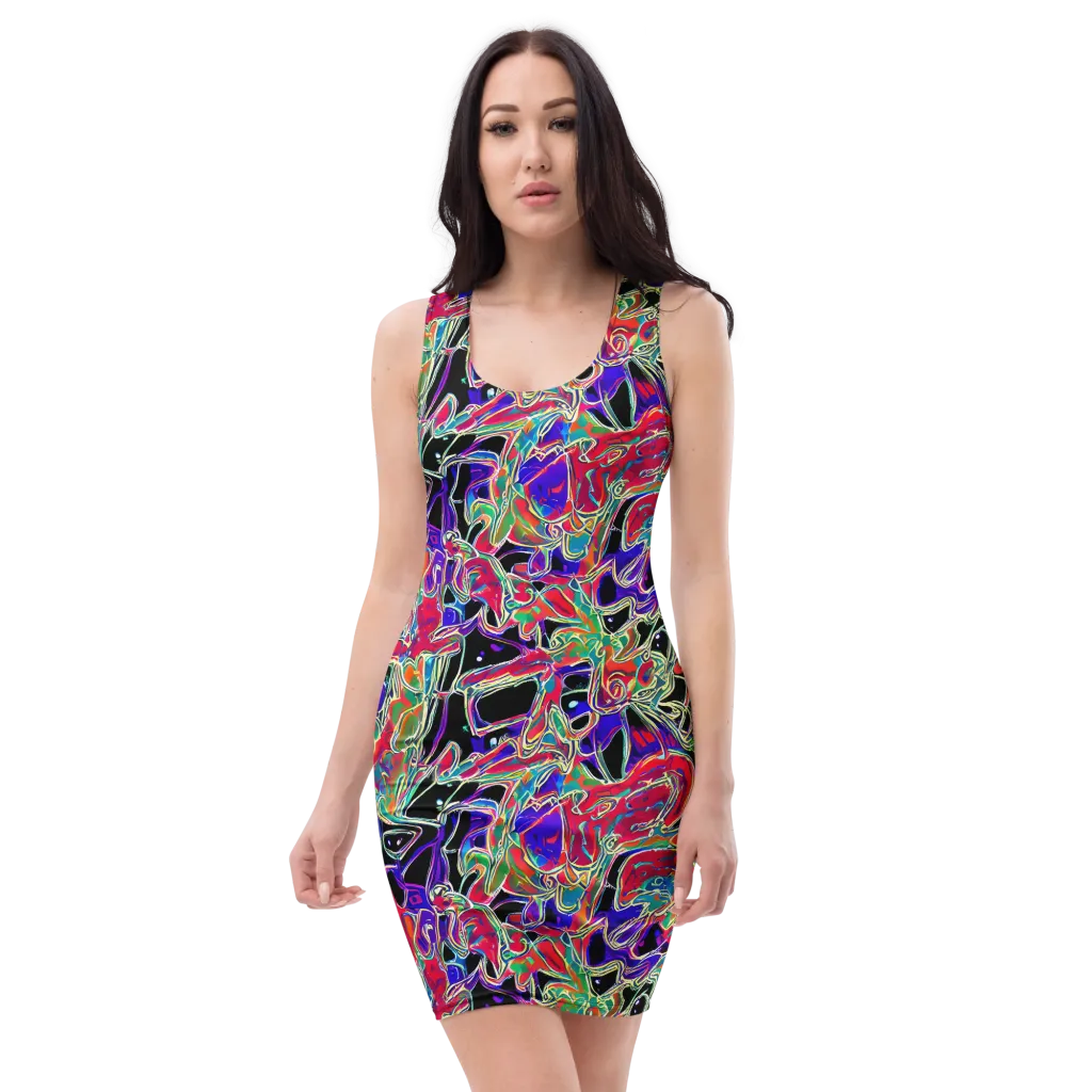 Inkfire Filigree on Bodycon Dress — Front