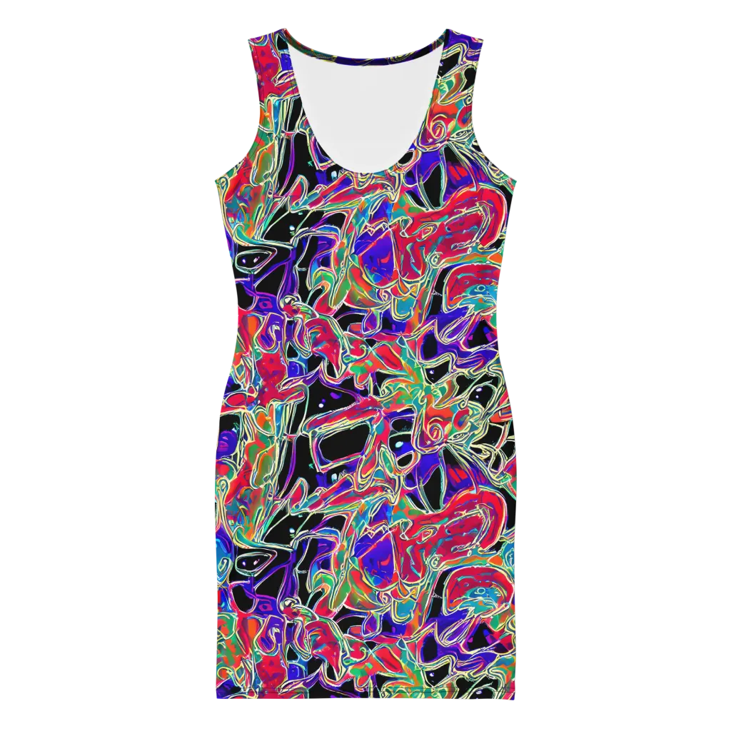 Inkfire Filigree on Bodycon Dress — Front