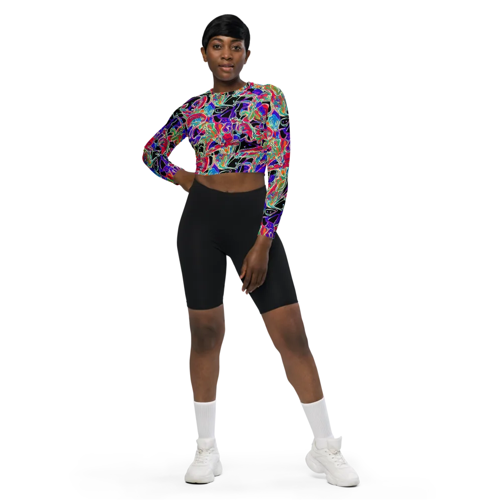 Inkfire Filigree on Long Sleeve Crop Top — Front