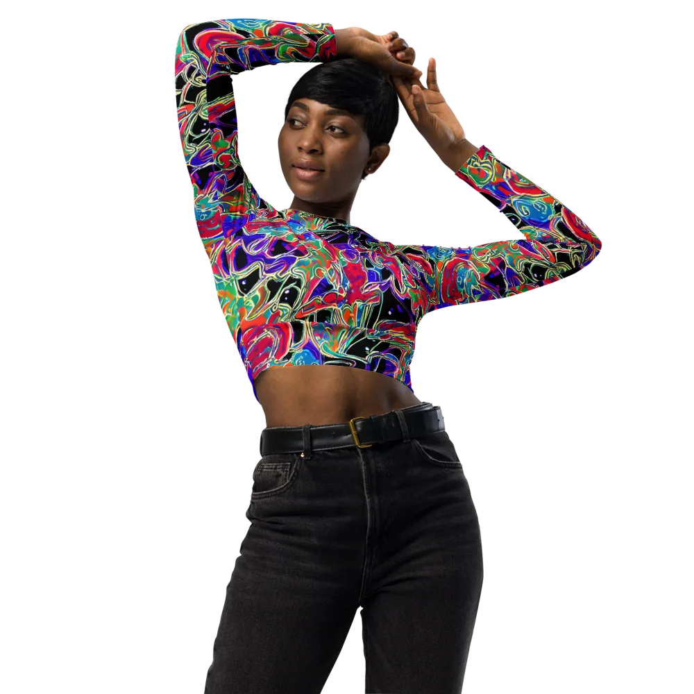 Inkfire Filigree on Long Sleeve Crop Top — Front