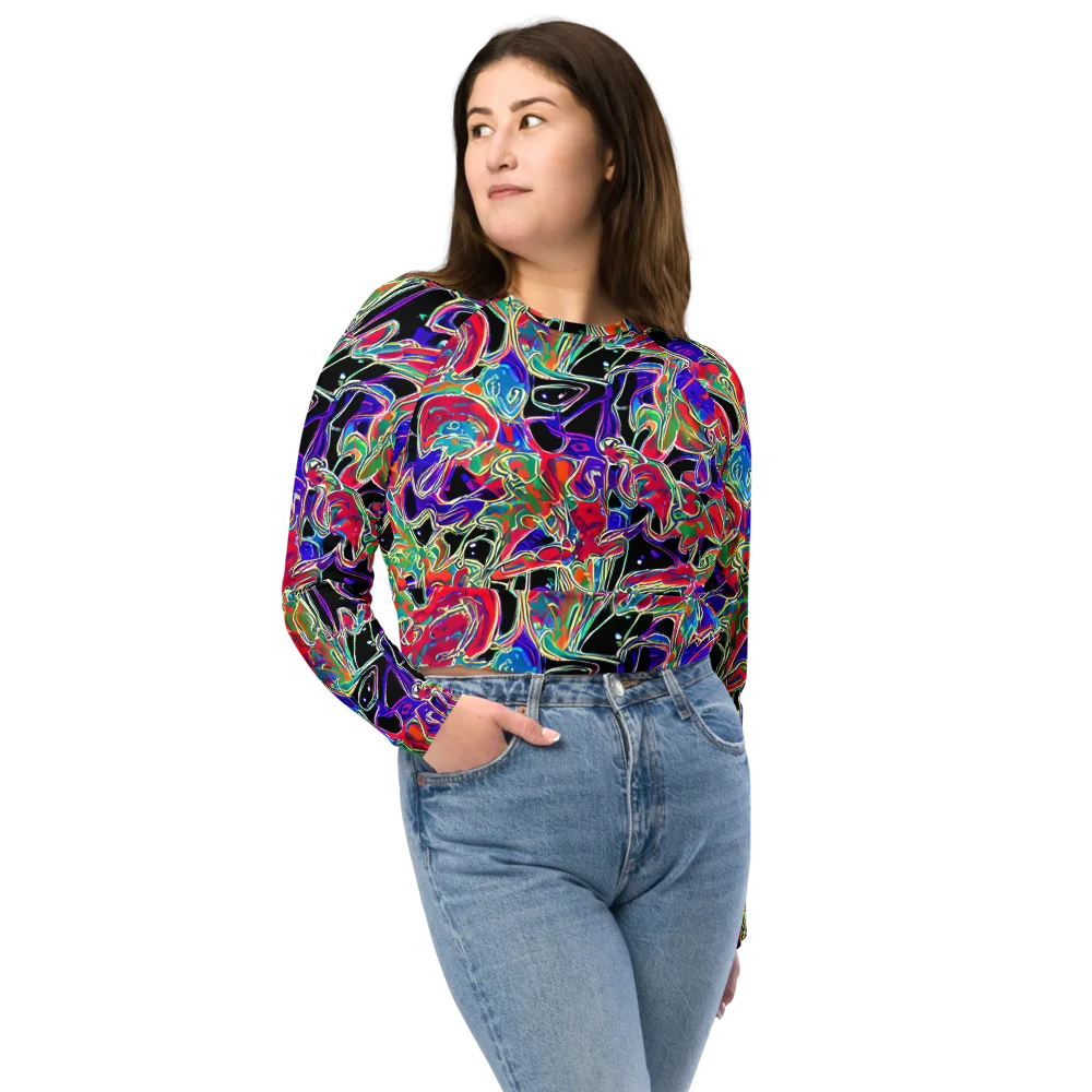 Inkfire Filigree on Long Sleeve Crop Top — Front