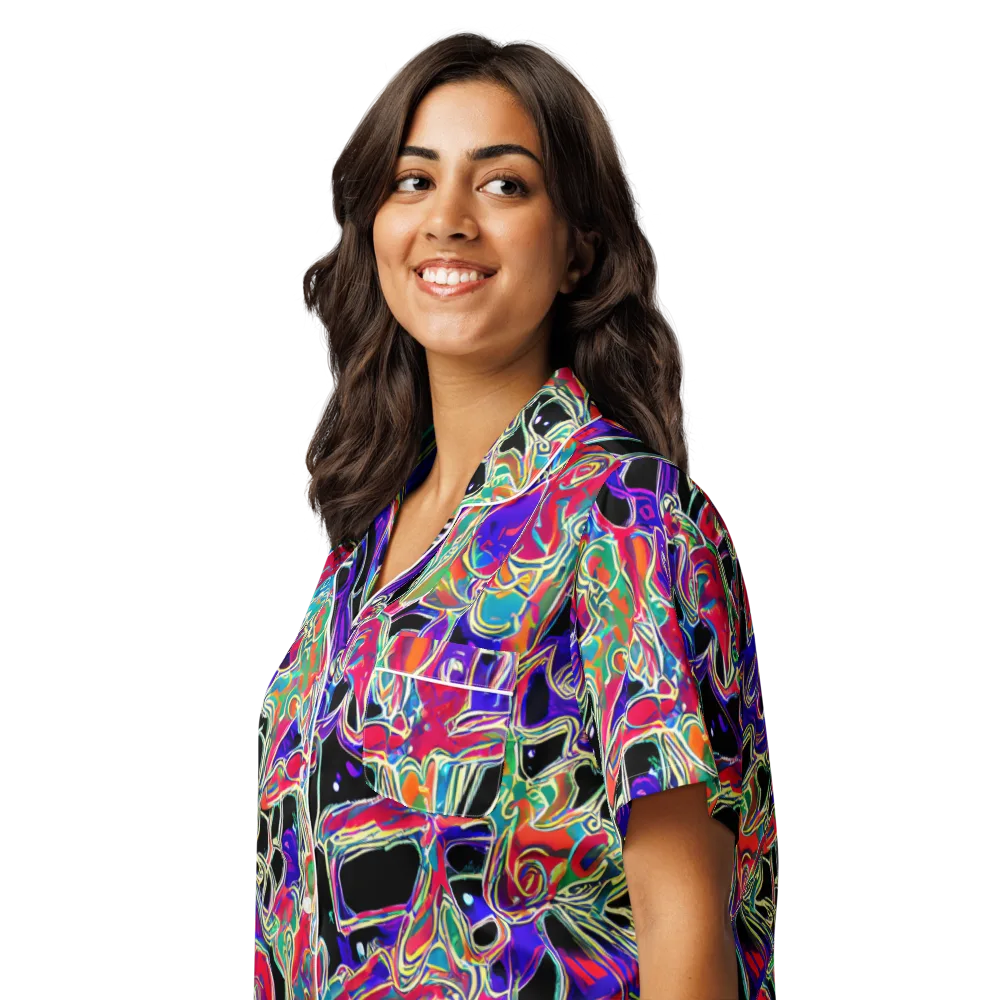 Inkfire Filigree on Women's Short Sleeve Pajama Top — Left Front