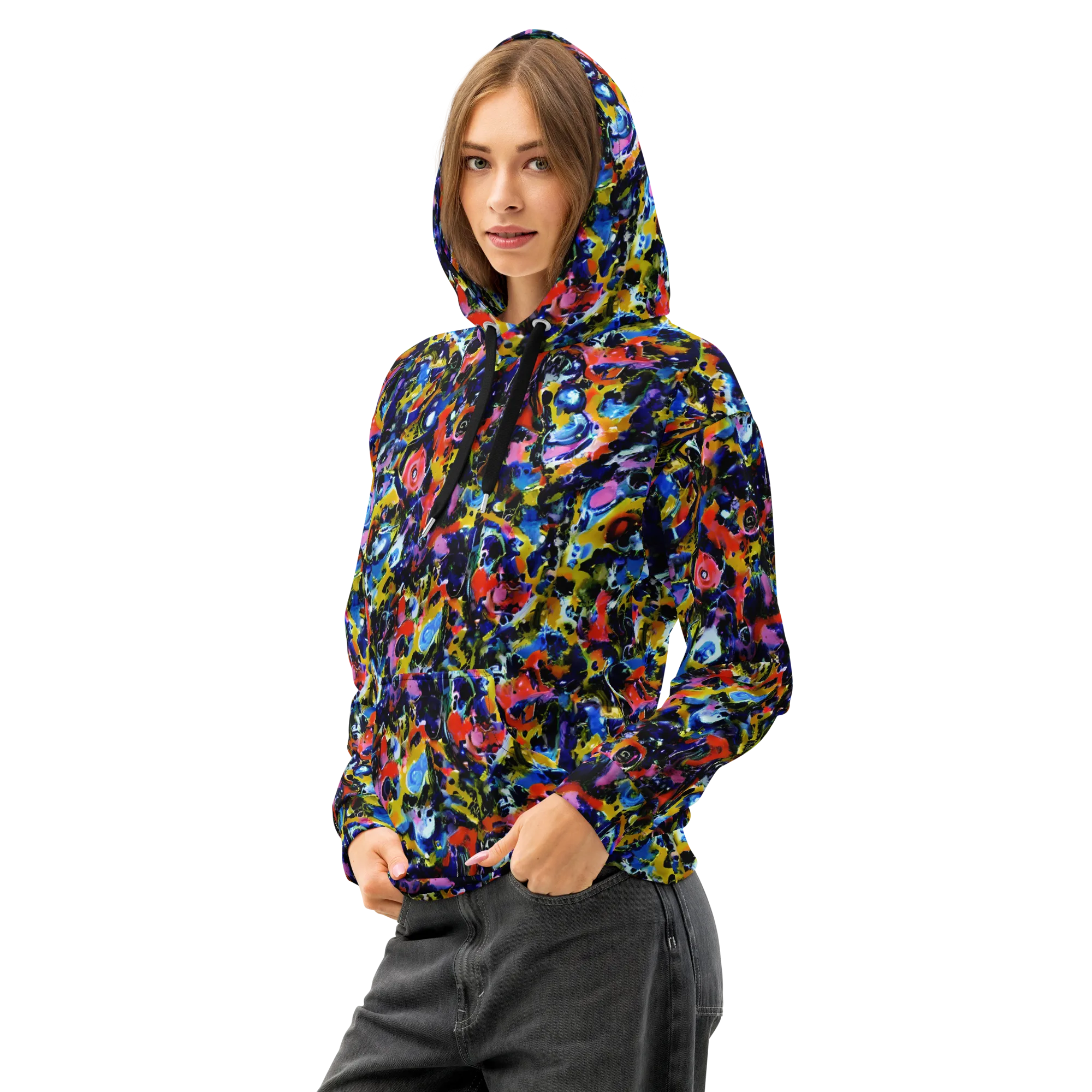 Vivid Disorder on Cotton Hoodie — Left Front