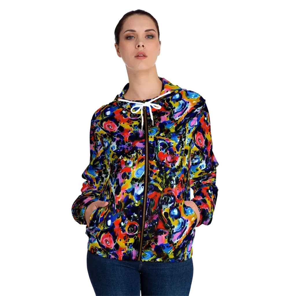 Vivid Disorder on Women's Full-Zip Hoodie — Front On Person