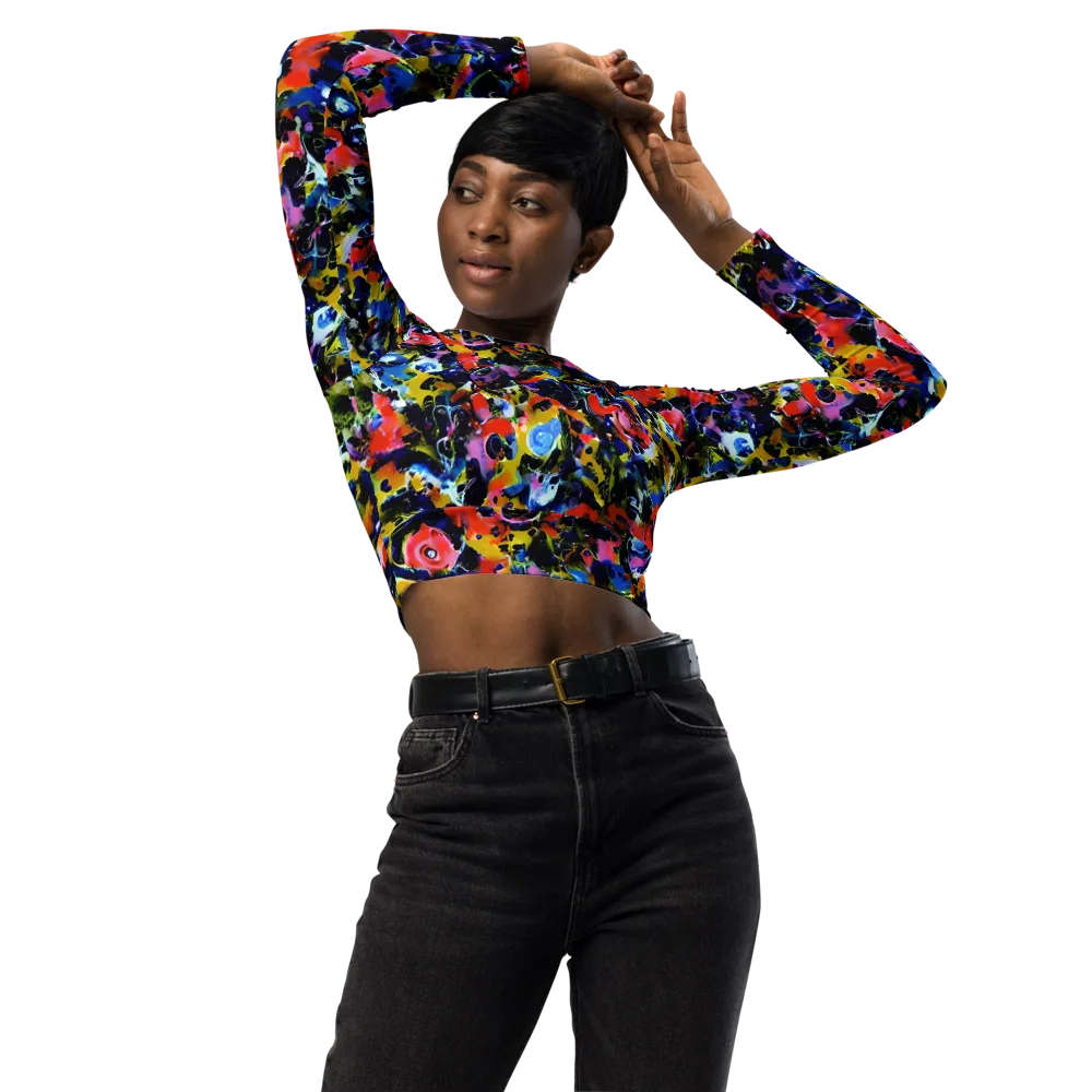 Vivid Disorder on Long Sleeve Crop Top — Front