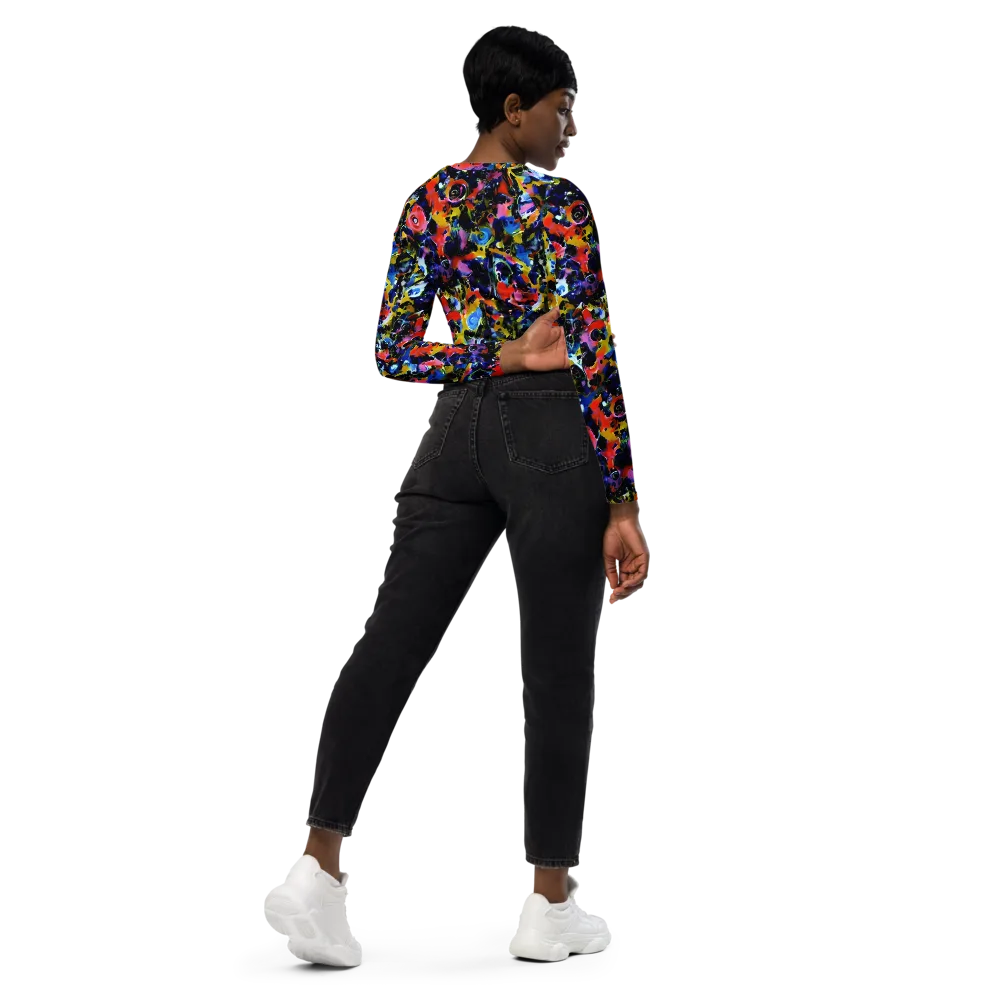 Vivid Disorder on Long Sleeve Crop Top — Right Back