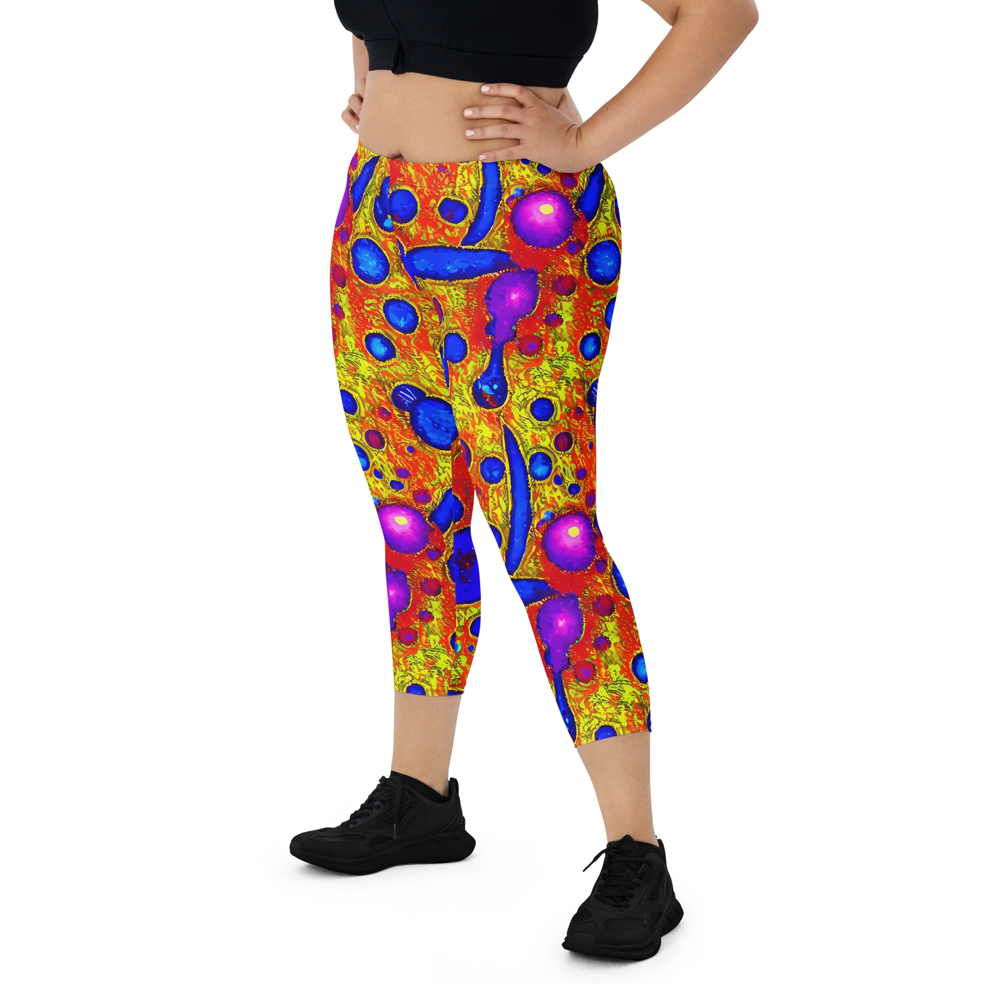 Cobalt Lava on Capri Leggings — Front