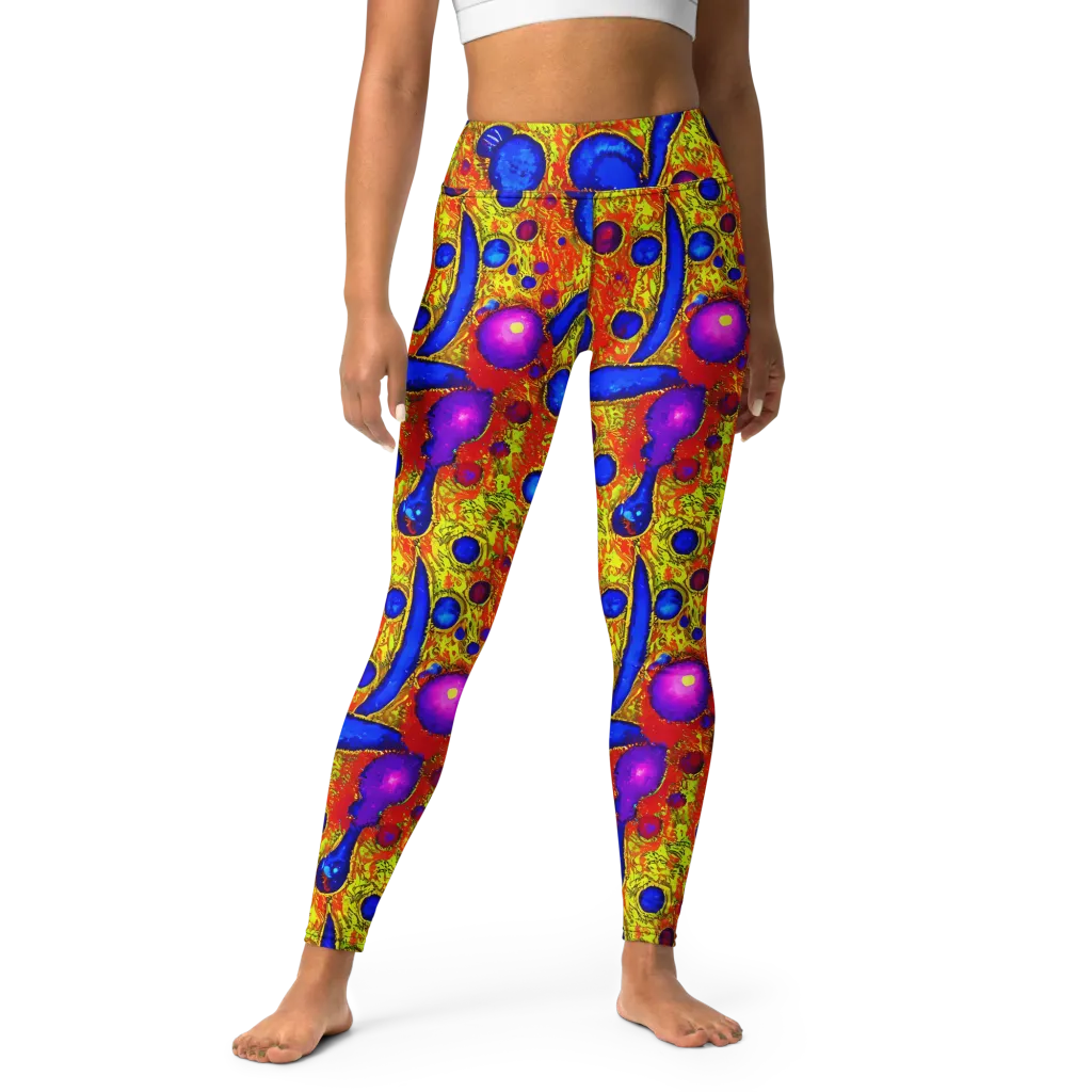 Cobalt Lava on Yoga Leggings — Front