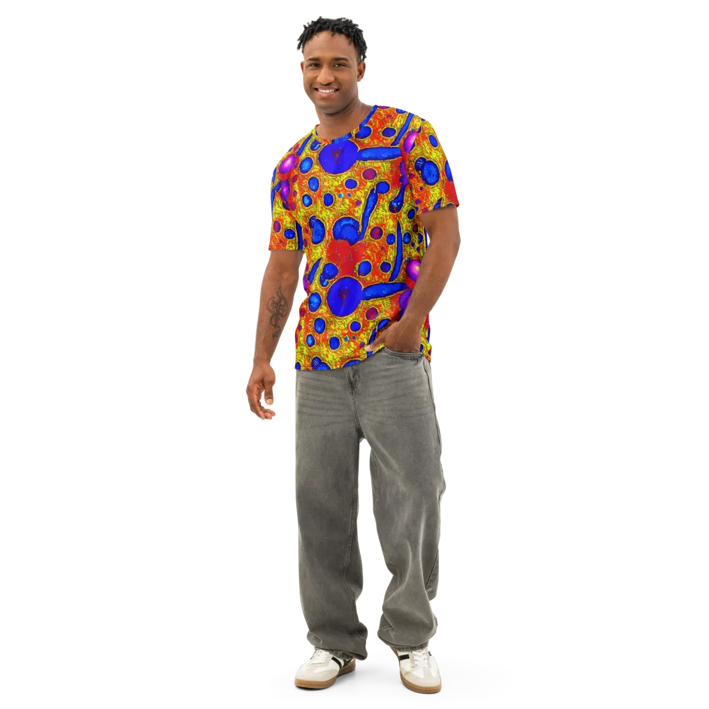 Cobalt Lava on Men's Cotton Crew Neck T-Shirt — Front