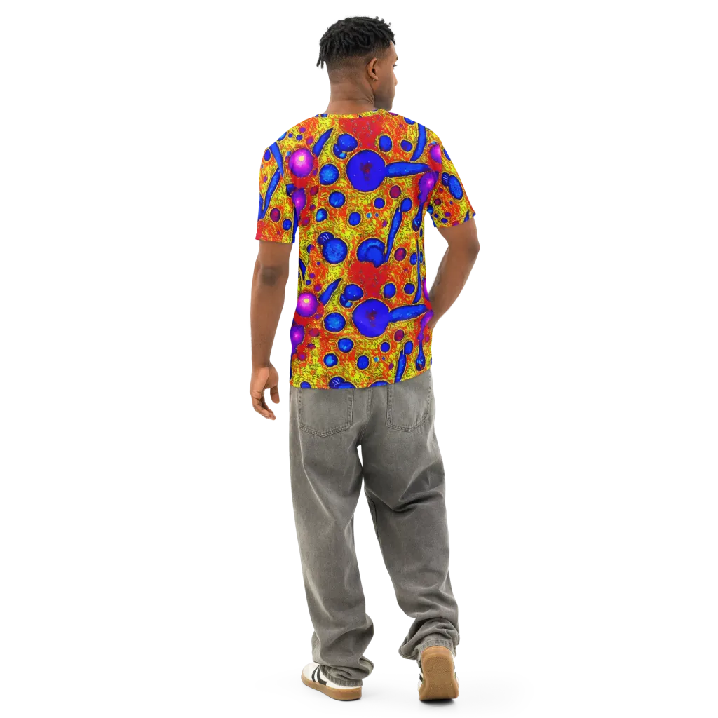 Cobalt Lava on Men's Cotton Crew Neck T-Shirt — Back