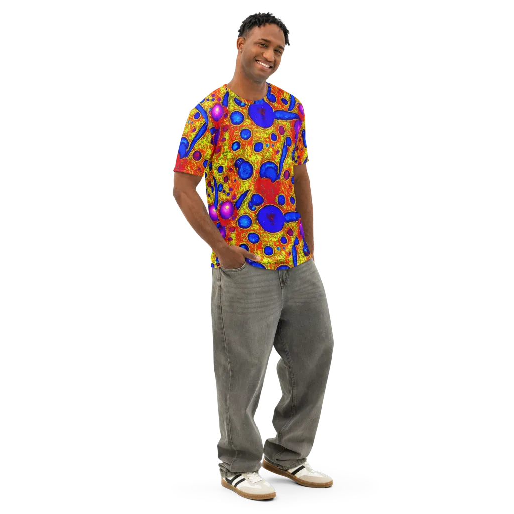 Cobalt Lava on Men's Cotton Crew Neck T-Shirt — Right Front