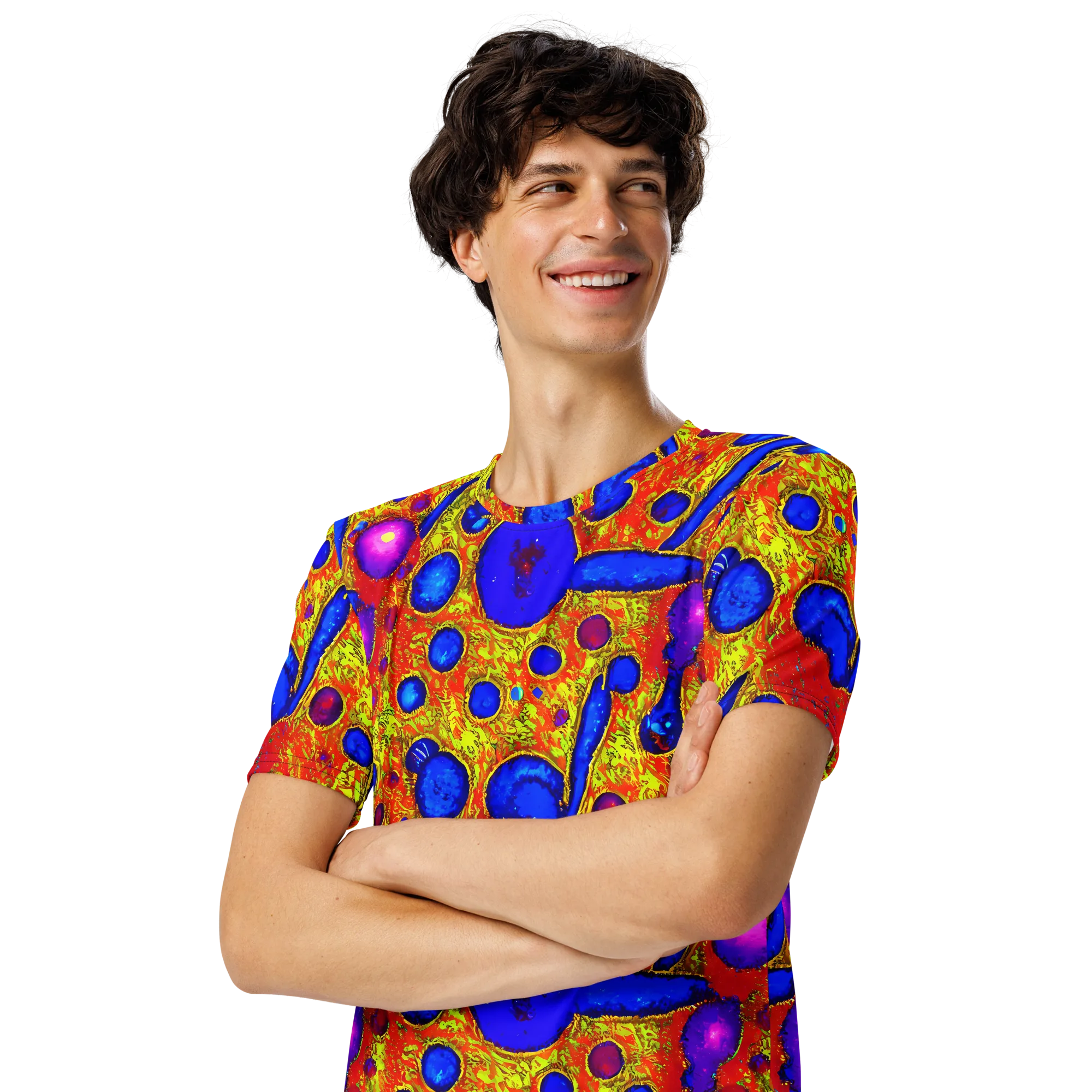 Cobalt Lava on Men's Crew Neck T-Shirt — Left Front