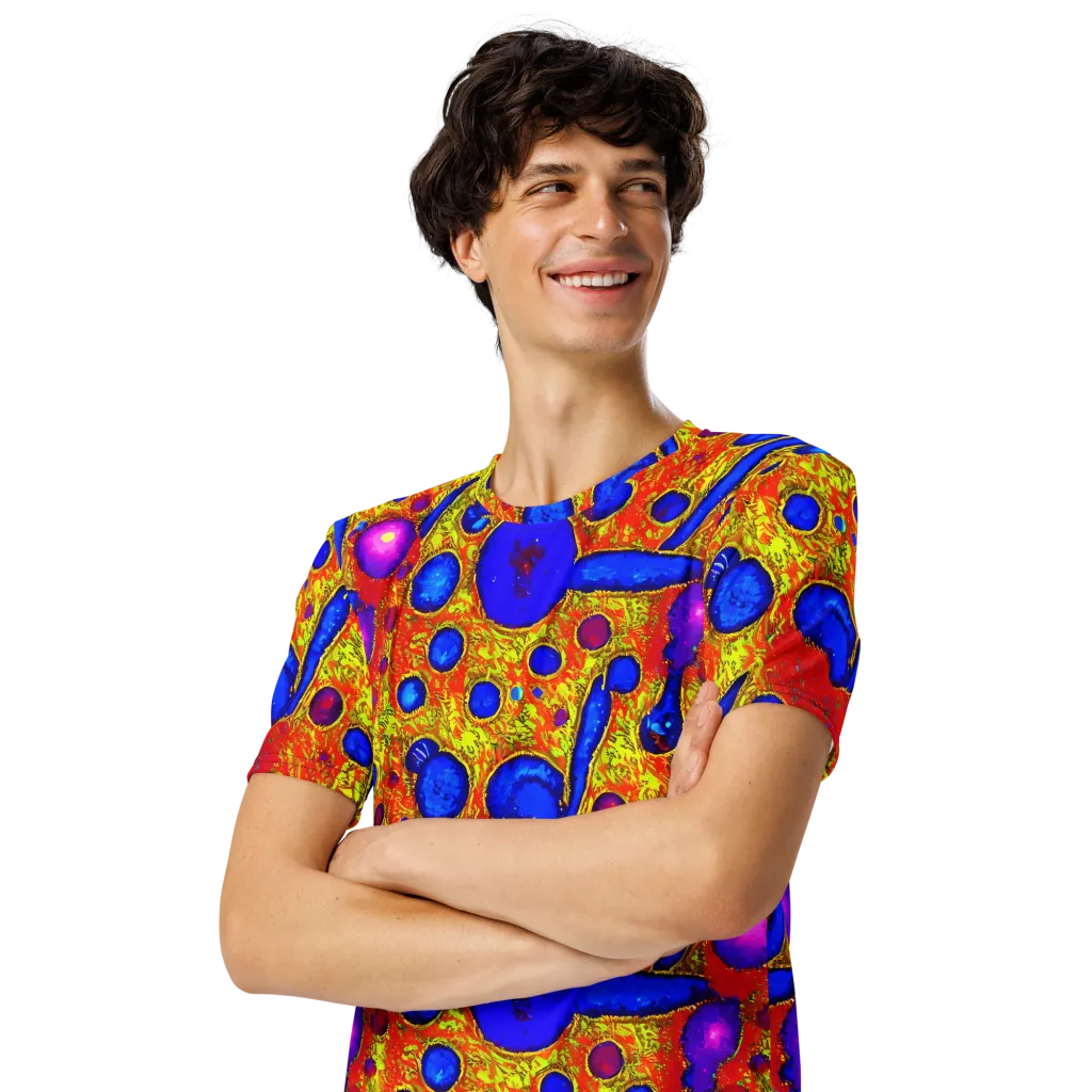 Cobalt Lava on Men's Crew Neck T-Shirt — Left Front