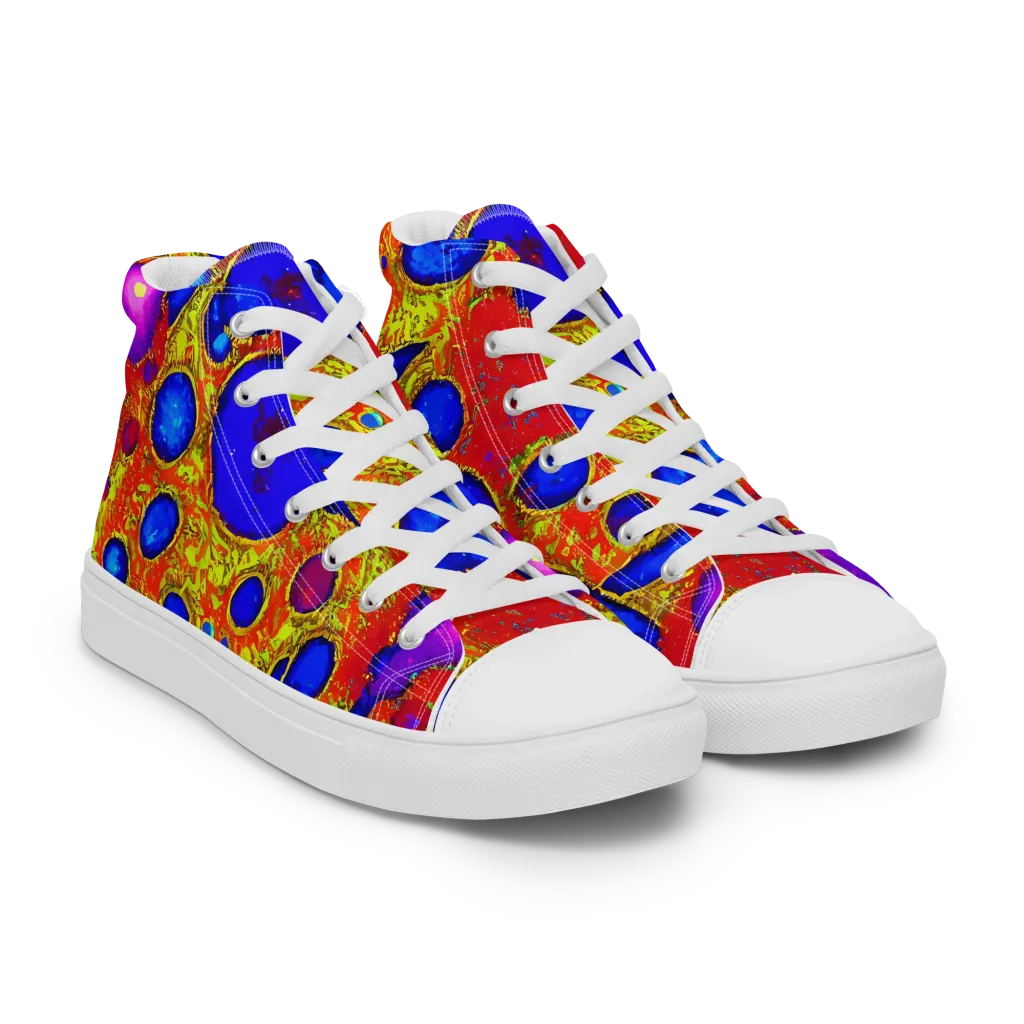 Cobalt Lava on Men's High Top Canvas Shoes — Right Front