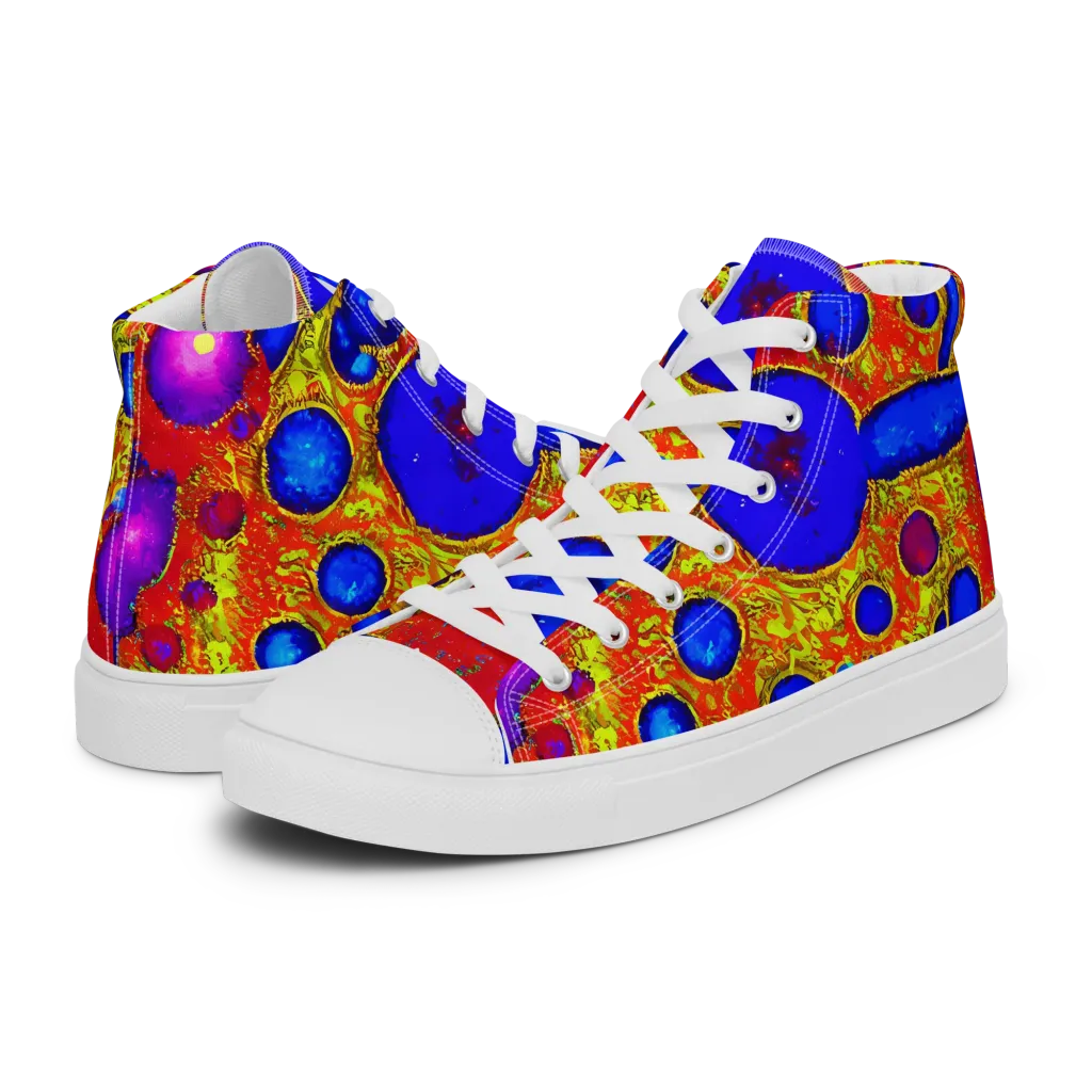 Cobalt Lava on Men's High Top Canvas Shoes — Left