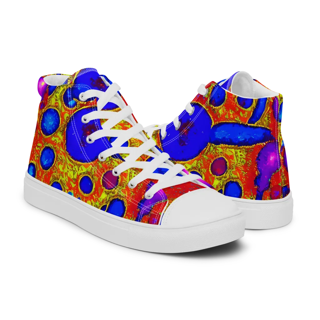 Cobalt Lava on Men's High Top Canvas Shoes — Right