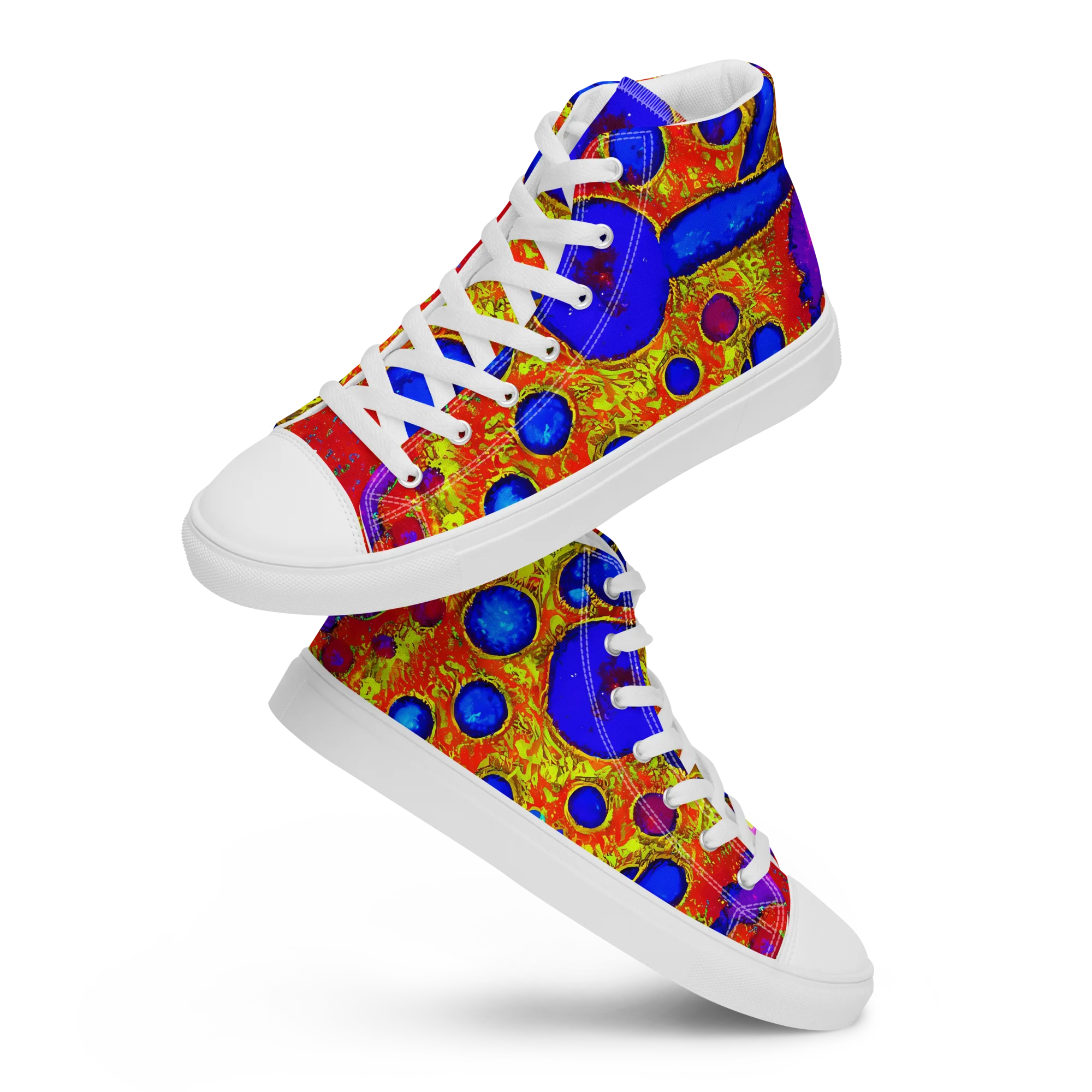 Cobalt Lava on Men's High Top Canvas Shoes — Front
