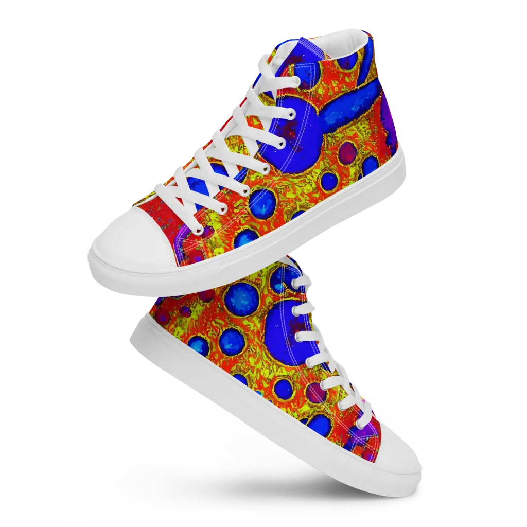Cobalt Lava on Men's High Top Canvas Shoes — Front