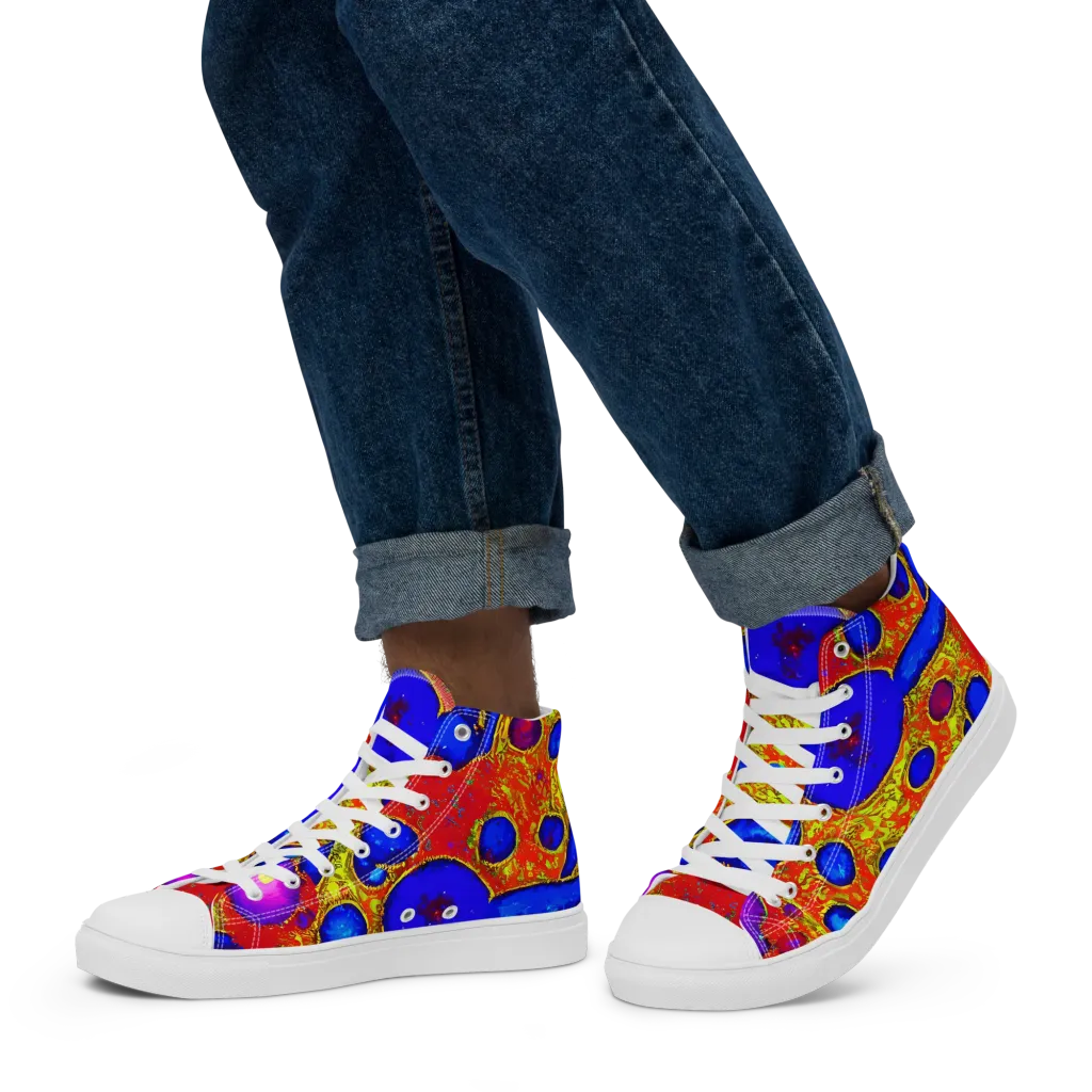 Cobalt Lava on Men's High Top Canvas Shoes — Left